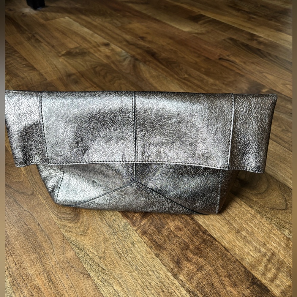 Banana Republic Genuine Leather Pewter Clutch